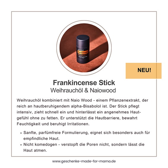 Bild des doTERRA Frankincense Stick mit Weihrauchöl und Naio Wood, reich an alpha-Bisabolol, für beruhigende, feuchtigkeitsspendende und nicht komedogene Hautpflege – ideal für empfindliche Haut.