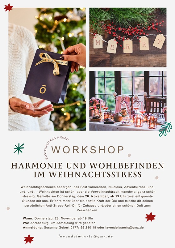 Ätherische Öle Weihnachten Workshop Ahrensburg Geschenke made for Mama