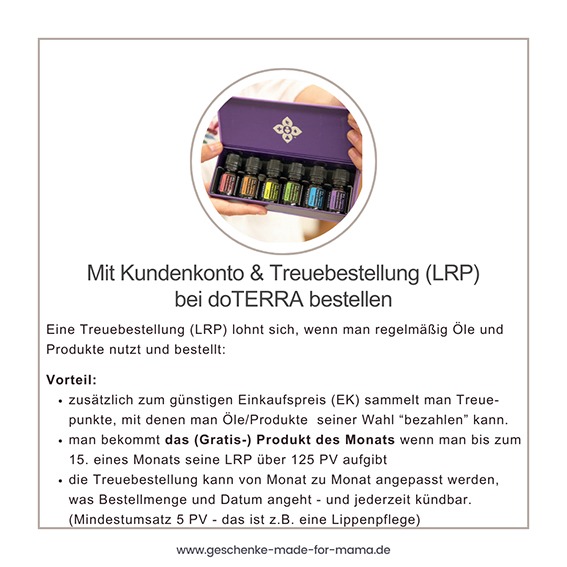 doTERRA Treuebestellung (LRP) – Punkte sammeln und Gratisprodukte sichern doTERRA Kundenkonto mit Treuebestellung – ätherische Öle günstiger kaufen, Punkte sammeln und Gratisprodukte erhalten