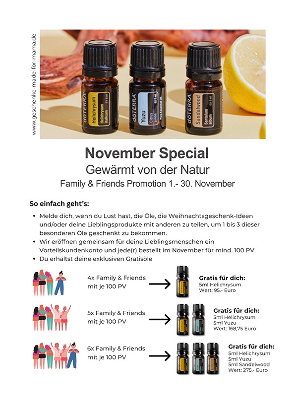 Gewärmt von der Natur - doTERRA Einschreibungs Promotion November 2025 doTERRA Helichrysum, Yuzu und Sandelwood gratis - doTERRA Einschreibungspromotion November 2025