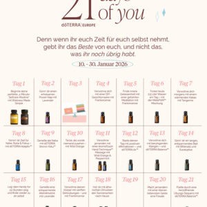 21 Days of You mit täglichen Routinen und ätherischen Ölen vom 10. bis 31. Januar für mehr Selbstfürsorge, Balance und neue Gewohnheiten im neuen Jahr