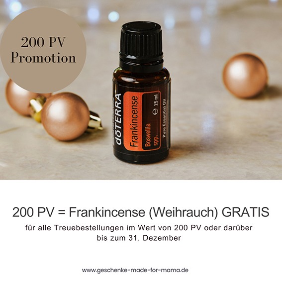 doTERRA Dezemberaktion 2025: Bei einer Treuebestellung ab 200 PV gibt es 15 ml Frankincense gratis