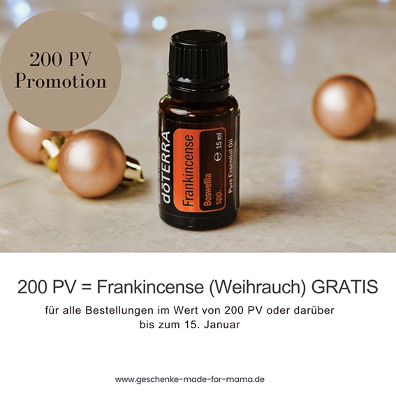 200 PV Aktion – doTERRA Frankincense Weihrauch gratis sichern 200 PV Aktion bei doTERRA: Frankincense Weihrauch ätherisches Öl gratis erhalten