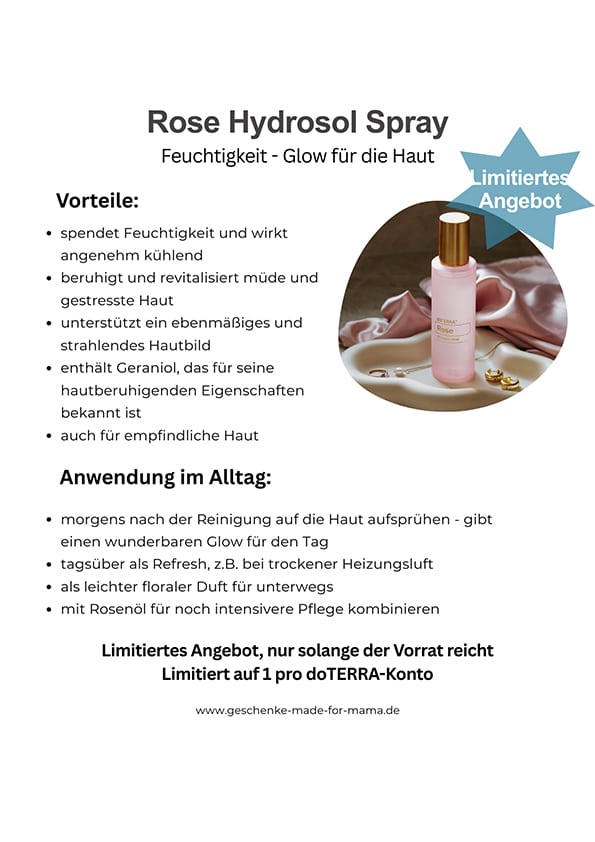 doTERRA Rose Hydrosol Spray limitiertes Angebot – Feuchtigkeit Glow für empfindliche Haut